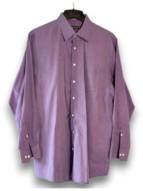 Oriental Suit Gallery Custom Tailored Purple Striped Long Sleeve Dress Shirt